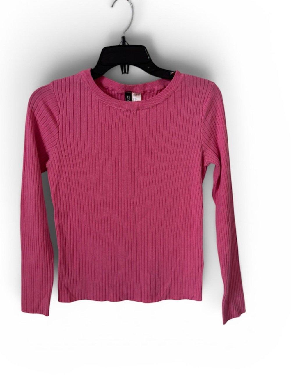 Divided Ribbed Long Sleeve Tee - Pink